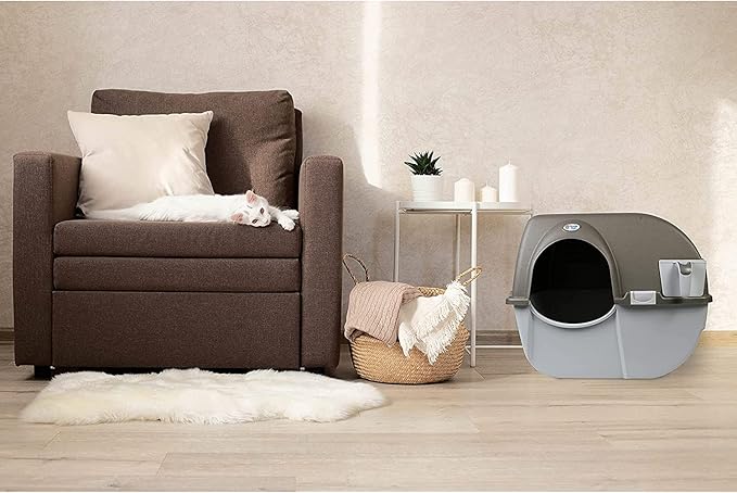 Omega Paw Self Cleaning Litter Box, Omega Paw Roll 'N Clean Litter Box, Regular Size for Kittens and Cats 10 lbs and Under, Brown Color, Model NRA15 V5.0