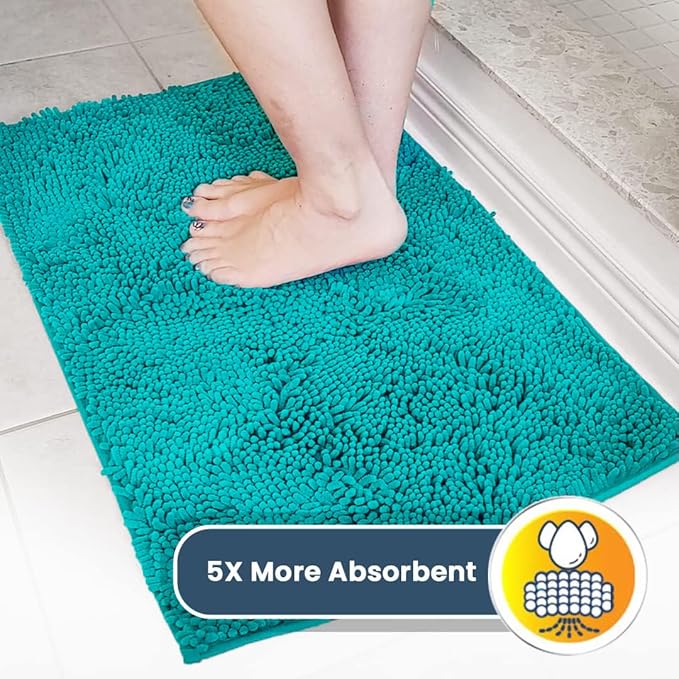 Muddy Mat® | Super Absorbent Door Mat Indoor, Microfiber Quick Dry Chenille Entryway Rug, Non-Slip Front Door Mat, Indoor Mats for Entryway, Machine Washable Pet Rug, Teal 35"x60"