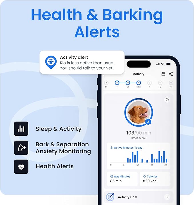 Tractive Smart Dog GPS Tracker | Live Pet Tracker with Virtual Fence | Vital Signs Monitoring of Heart & Respiratory Rate | Bark Monitoring | Dog Collar Attachment (Bundle of 2, Black & Brown)