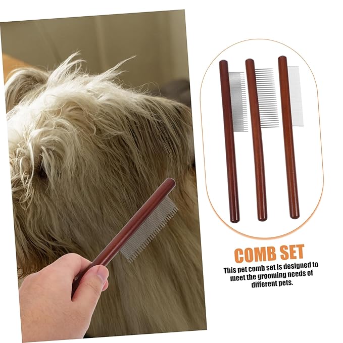 3pcs Wooden Pet Comb Dog Hair Flea Comb for Cats Cat Grooming Tools Dog Grooming Brush Tear Brush
