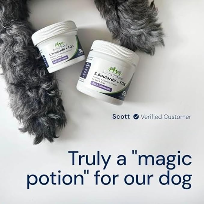 AnimalBiome Pet Probiotics - S. boulardii + FOS Probiotic and Prebiotic Powder for Dogs and Cats 30g