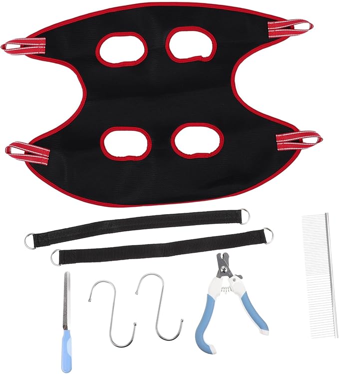 Kisangel Dog Grooming Hammock Adjustable Hanging Harness for PET Nail Trimming for Medium and Small Cats and Dogs PET Grooming Supplies