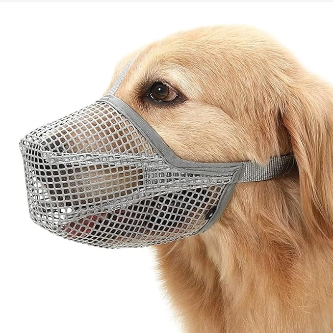 TEHAUX Breathable Dog Muzzle Basket Muzzle Soft Mesh Anti-Biting Grey Xs for Large Dogs Outdoor Use Pet Supply