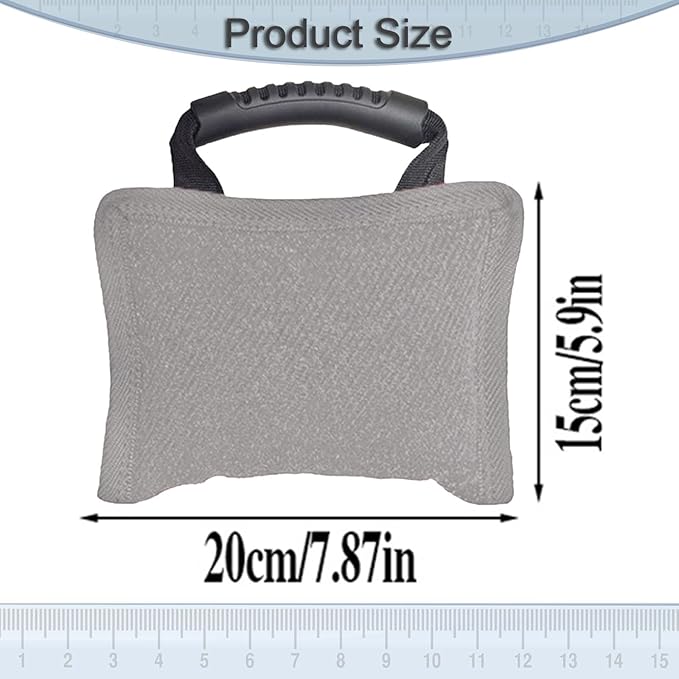 Baoblaze Dog Bite Pillow Tough Tug Toy Practical Portable Outdoor Pet Supplies for Small and Medium Sized Dogs Biting Pad with Handle, Gray