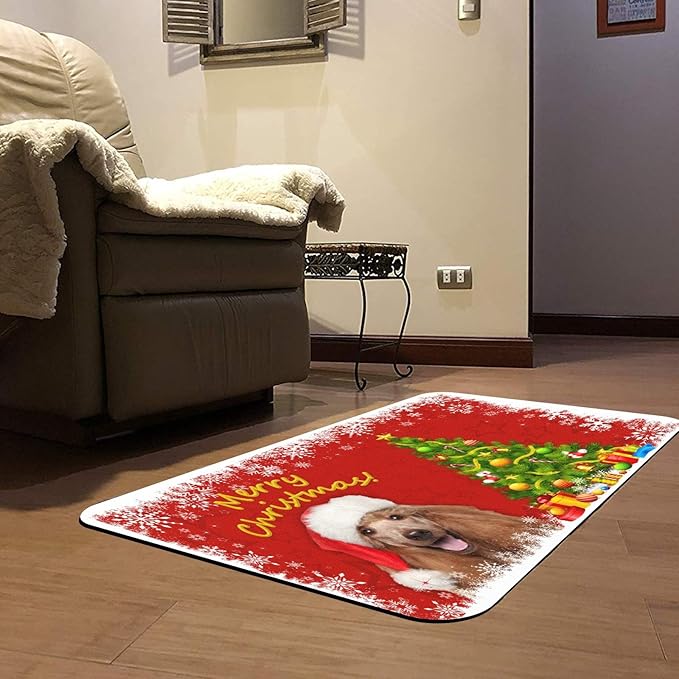 Personalized Christmas Dog Door Mats - Custom Winter Pet Cat Doormat with Photo - Rubber Door Mats, for Pet Lover