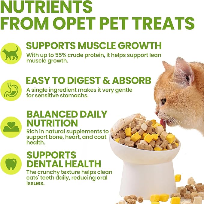 OPET Freeze Dried Cat Treats - Single Ingredient High Protein Pet Food, Healthy Training Snacks, Freeze Dried Food Toppers for Cats and Dogs, Grain Free (1.1 LB, Variety Chicken)