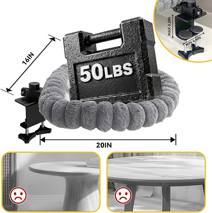 20"x16" Rotatable Foldable Cat Desk Bed - 2 Detachable Washable Mats for Desk Cat Bed, Double Screw Reinforced Support, 50LBS Bearing Capacity | Cat Desk Hammock for Home Office & Gaming Desks