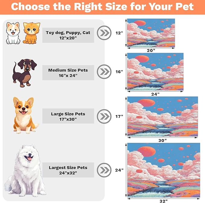 Cloud Dog Food Mat for Floors Absorbent, Quick Dry Water Dispenser Mat for Food, Water, Pet Supplies 24" x 32", Lake Tree