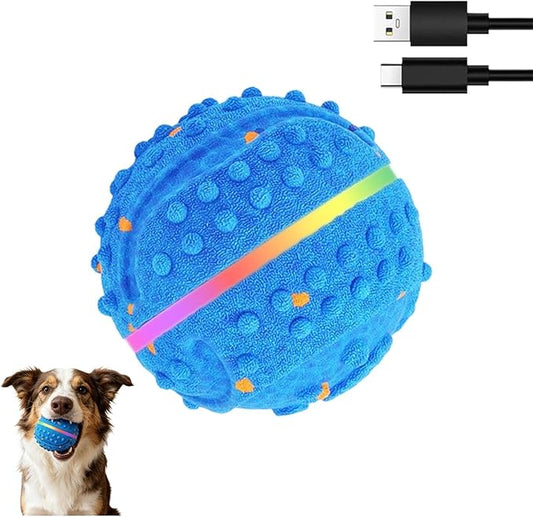 Smart Dog Ball Toy, Waterproof Bouncing Chewer, Play Device with 3 Modes and Lights Household Supply for Medium and Large Breeds Outdoor Indoor Organizer for Exercise Training Pet Boredom Daily