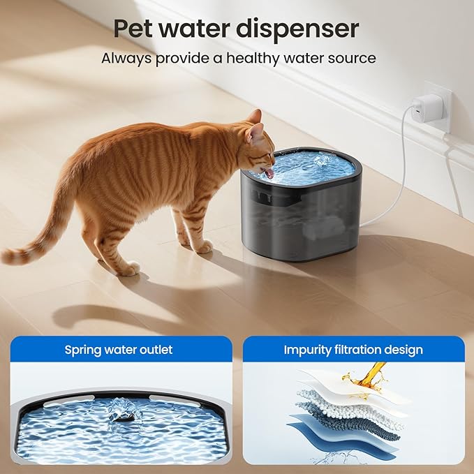 Automatic Cat Feeder and Water Fountain, 2-in-1 Automatic Dog Feeder with 2.4G WiFi APP Remote Control, Smart Timed Cat Food Dispenser with 10s Voice and 1-10 Meals/Day for Cat and Small Dog