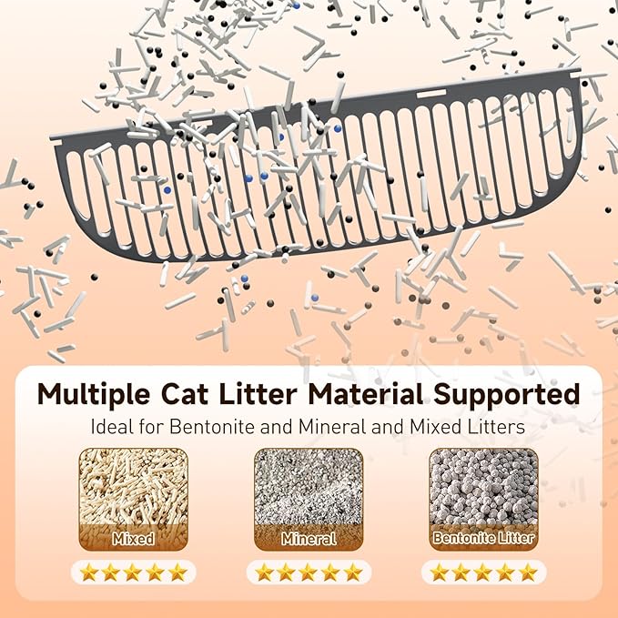 Automatic Cat Litter Box, Self Cleaning Litter Box for Multiple Cats with Open Top Design, App Control, Safet Protection,Ultra-Quiet,Easy Setup,Light Gray