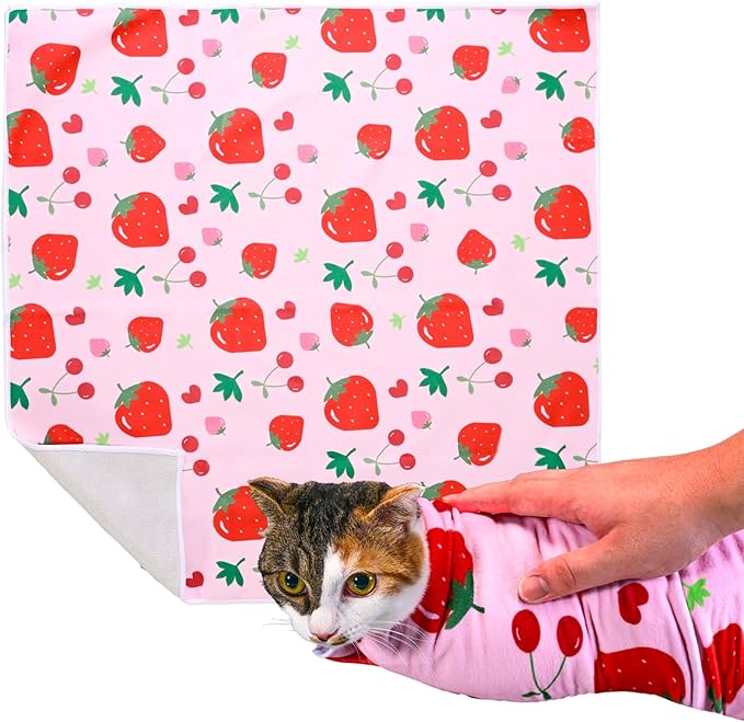 27.6 * 27.6 Inch Cat Grooming Wrap, Cat Wrap for Cutting Nails Cats Restraint for Nail Clipping Cats Swaddle Wraps for Medicine, Nail Clipping, Teeth Brushing, Ear Cleaning