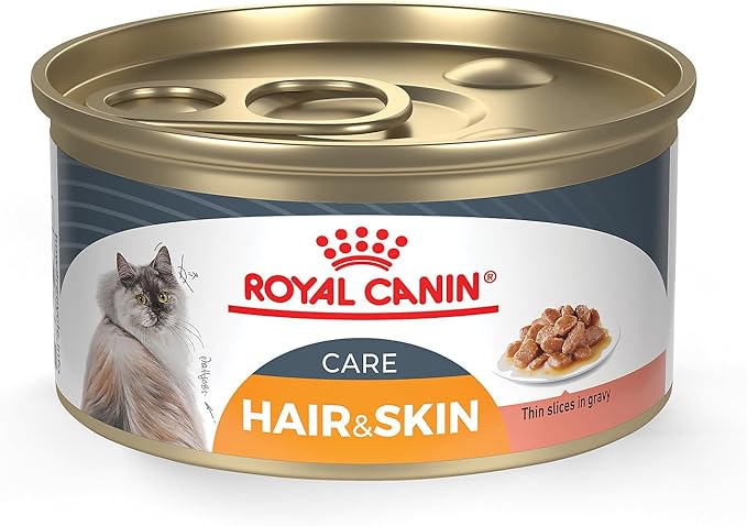 Royal Canin Feline Care Nutrition Hair & Skin Care Adult Thin Slices in Gravy Cat Food, 3 oz (Pack of 24)