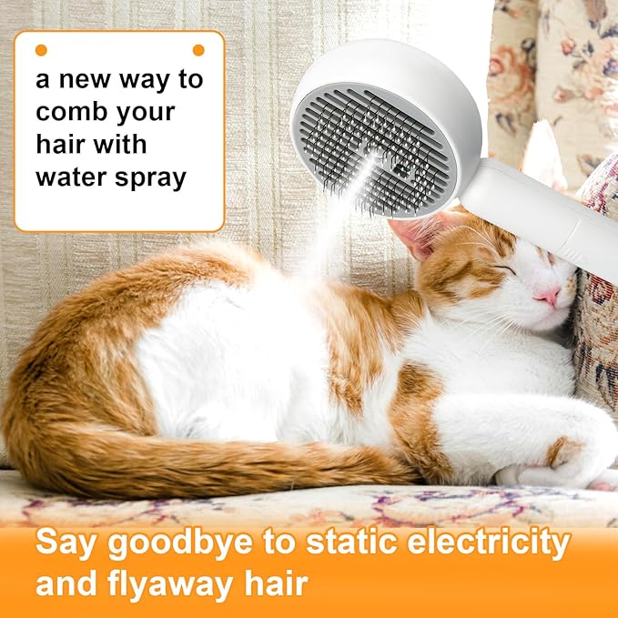 Pet Steam Brush, 3-in-1 Grooming Comb for Cats & Dogs Water Spray Shedding Brush for Long and Short Haired Pets Comb