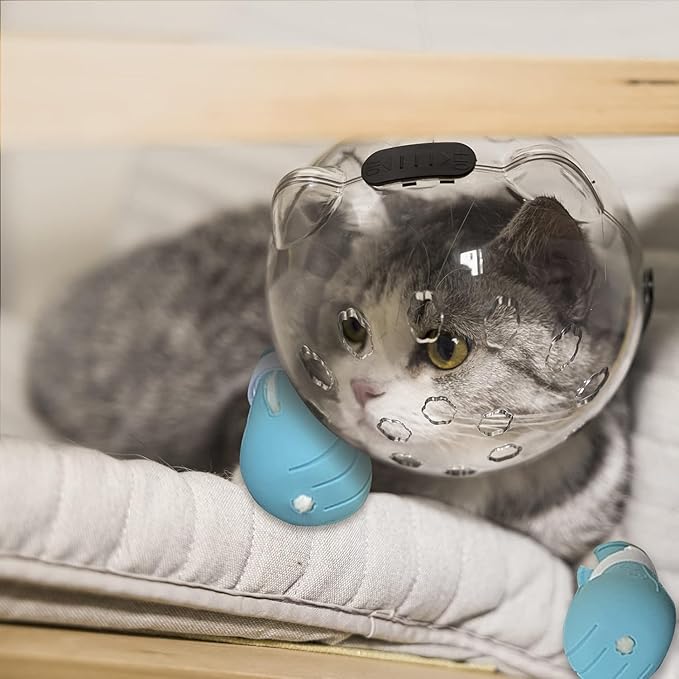 Bubble Muzzle and Boots for Cat Grooming Nail Trimming Cat Astronaut Helmet Grooming Mask with Anti Bite Breathable Silicone Paw Covers (L)
