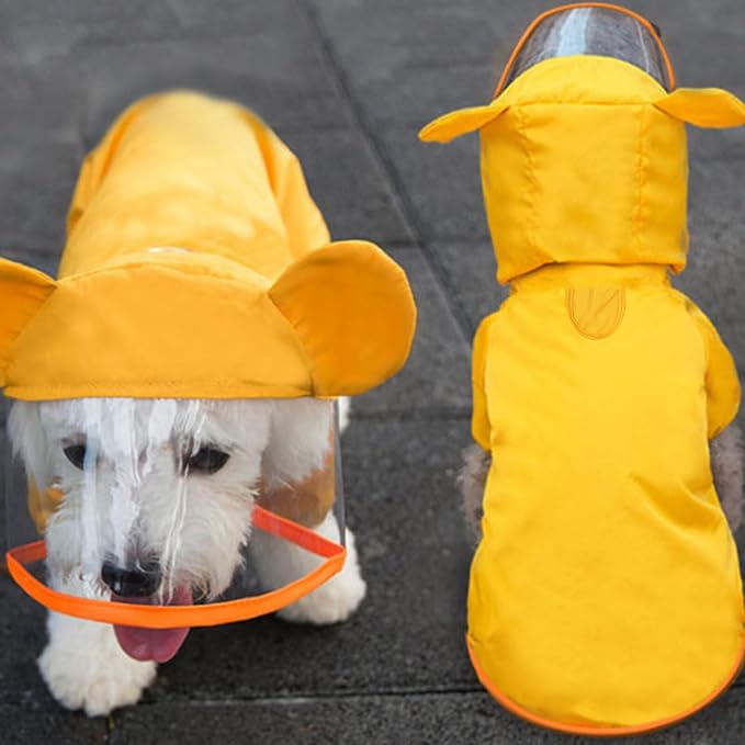 VOSAREA Waterproof Dog Rain Jacket Hooded Bee Pattern Lightweight Raincoat for Small to Medium Dogs XXL Yellow Rainwear for Rainy Weather Pet Supplies