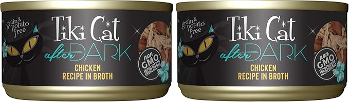 Tiki Cat After Dark,Chicken,High-Protein and 100% Non-GMO Ingredients,Wet Cat Food for Adult Cats,2.8 oz. Can,(Pack of 24)