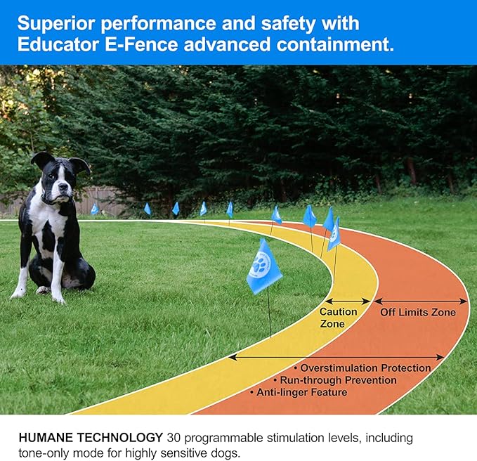 Educator RX-1000 Receiver On Biothane Collar for E-Fence Underground Fence Containment System for Dogs, Black