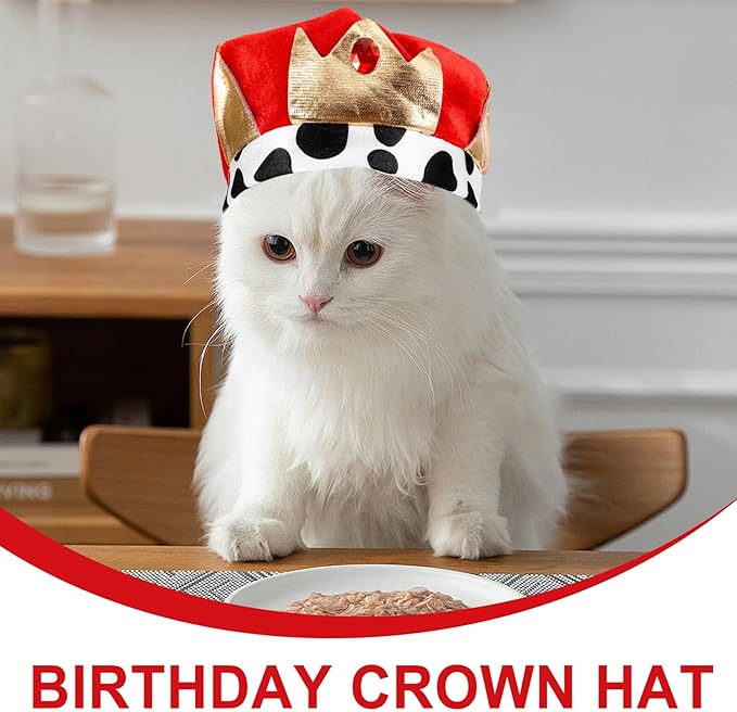 Pet Dog Crown Hat Decorative Cat Crown Party Headwear Birthday Festival Supplies Adjustable One Size