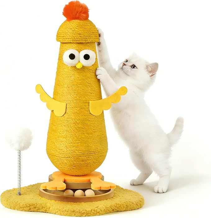 Kitten Toys for Indoor Cats Scratching Post,Cat Toys Scratcher Post,Sisal Cat Scratch Posts for Kittens with Interactive Track Ball Spring Ball Toy