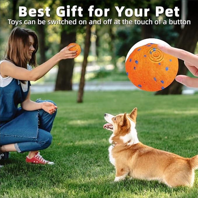 TVM Interactive Dog Toys Ball, Automatic Moving, Bouncing Chew Toys, E-TPU Material, Suitable for Large and Medium-Sized Dogs, Used for Boredom Relief and Daily Training (Orange) (Orange)