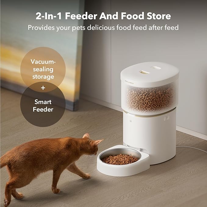 PETLIBRO 8L Automatic Dog Feeder, 5G Wi-Fi Automatic Dog/Cat Feeder, Vacuum-Sealed Automatic Dog/Cat Food Dispenser, Auto Pet Feeder with 18.7cm Large Food Tray for Large Medium Dogs Cats