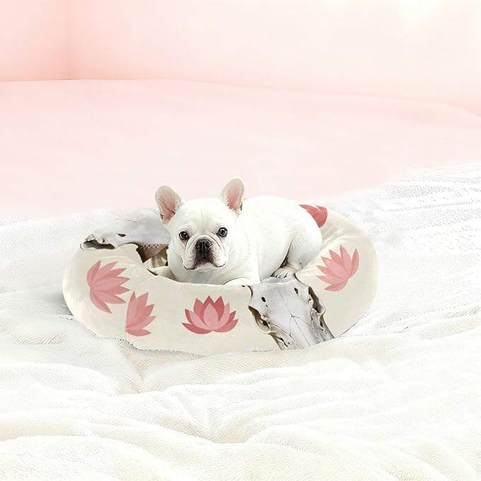 Pet Dog Bed Warm & Soft fluffier Calming Bed for Small Size Pets Supplies Desert Cow Design