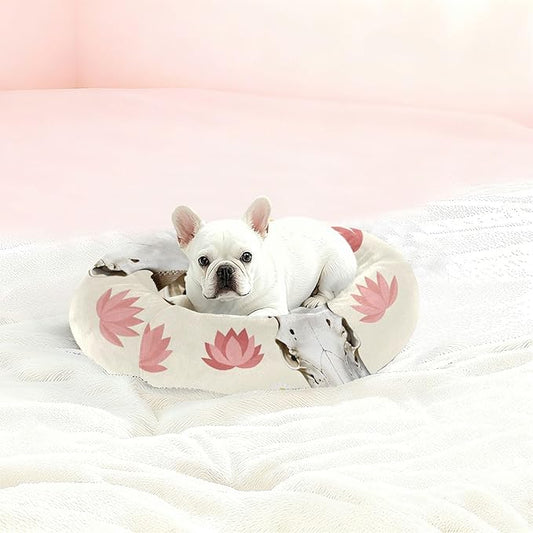 Pet Dog Bed Warm & Soft fluffier Calming Bed for Small Size Pets Supplies Desert Cow Design