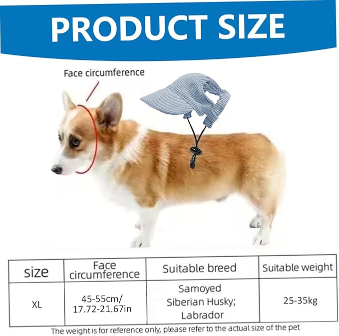 Dog Sun Hat, Adjustable Dog Baseball Cap with Ear Holes, Pet Supplies for Outdoor Picnic, Traveling, Walking, Hiking