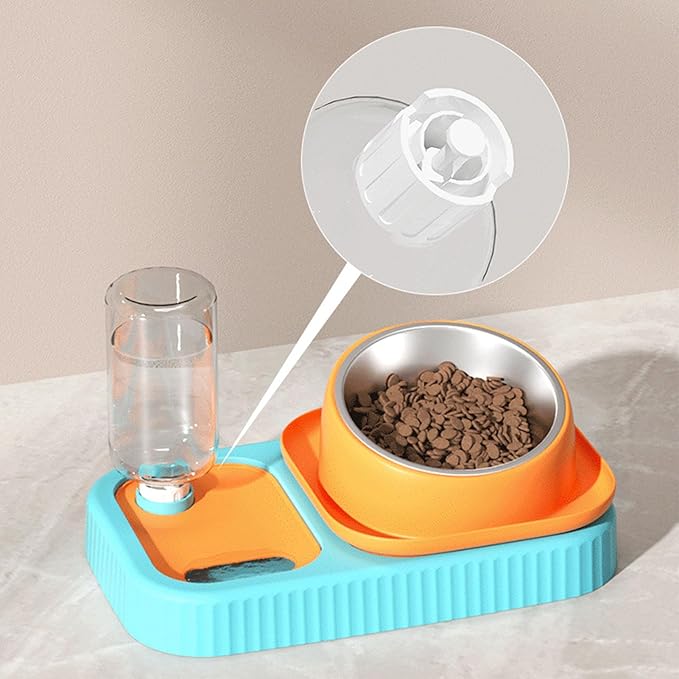 3 in 1 Dog Cat Bowls, Easy to Clean Slow Feeder Bowls, Stainless Steel Food Bowl, Portable Water Dispenser, Multifunctional Pet Feeding Supplies for Indoor Daily Use
