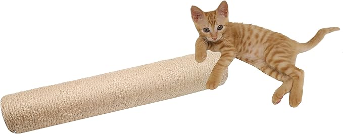 24inch Natural Wood Sisal Cat Scratching Post Replacement Pole Part for Tower Climbing Scratcher Large 3.54" Dia,DIY Cat Tree Pole Toy Extension Spare Post