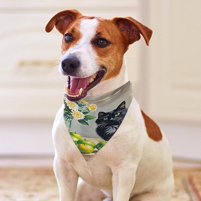Dog Bandana Spring Pet Scarf Adjustable Triangle Family Cat Printing Dog Bib Washable Polyester Puppy Bandana for Small Medium Large Dogs Cat Birthday Party Supplies