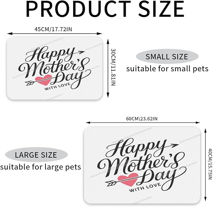 Pet Feeding Mat Absorbent Dog Mat for Food and Water Bowl Dog Accessories Happy Mother's Day Floral Gift for Mom Dd Pet Supplies Dogs Quick Dry Cat Water Dispenser Mats 18X12In