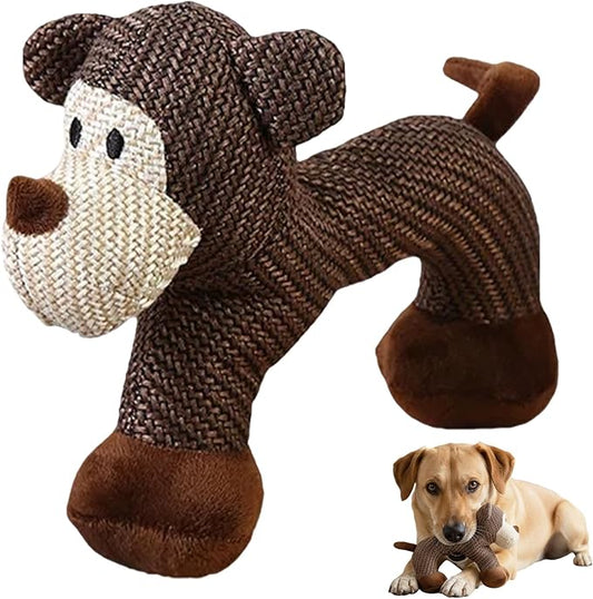 Pet Lori Linen SafariCompanions,Linen Safari Squeaky Dog Chew Toy,Robust Indestructible Dog Stuffed Toy for Small Medium Dogs,Dog Toy with Squeaker-Monkey