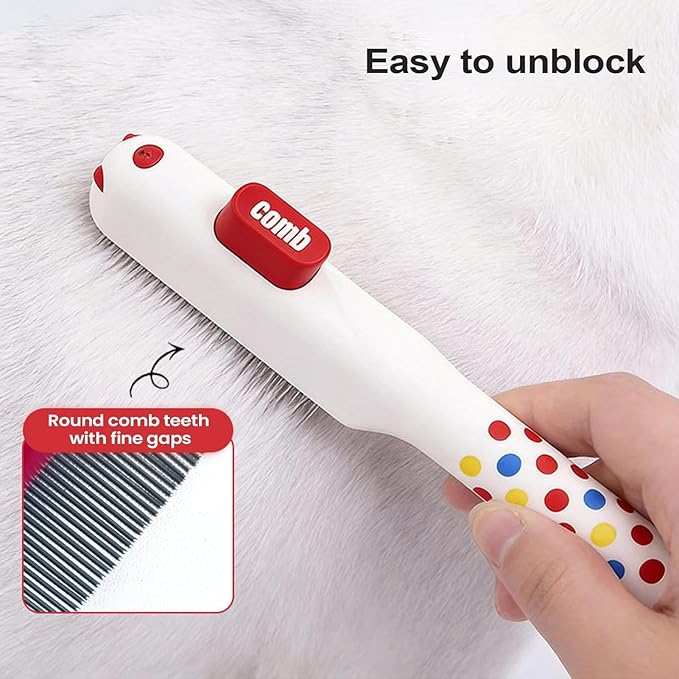 Cat Grooming Comb,Self-Cleaning Anti Slip Hair Brush with Metal Teeth,Cat Hair Comb | for Dog Puppy Animals Indoor Home Shedding