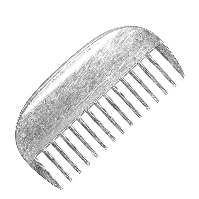 Metal Dog and Cat Grooming Comb Aluminum Wide Tooth Detangler Portable Shedding Tool for Undercoat Hair Removal Silver