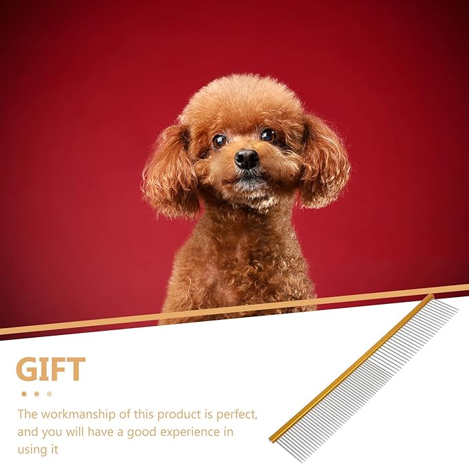 ERINGOGO Pet Grooming Comb for Dogs and Cats, Sturdy Lightweight Aluminum Dematting Hair Comb, Gold Compact Reusable Detangling Tool for Puppy and Adult Pet Hair Care