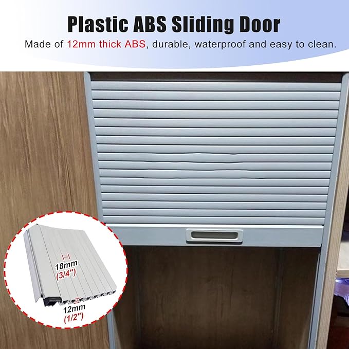 Wide Retractable Roll-Up Tambour Door Kit Set for Cabinets, Ideal Replacement for Pet Supplies & Sauces, Easy Installation, Durable & Space-Saving Solution