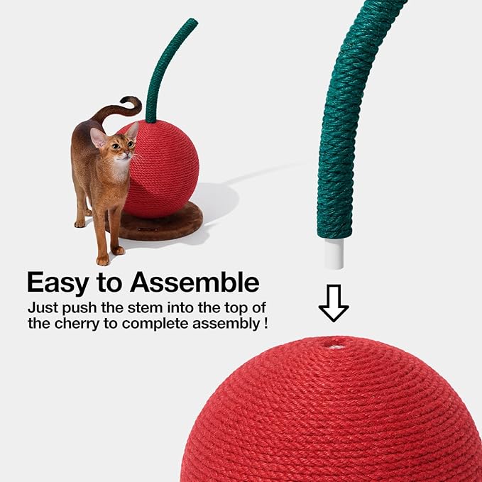 VETRESKA Cherry Cat Scratching Post, 22.64" Tall Cat Scratcher with Jute Rope Ball, Vertical Cat Scratch Post Claw Scratchers for Indoor Cats, Kitten Supplies