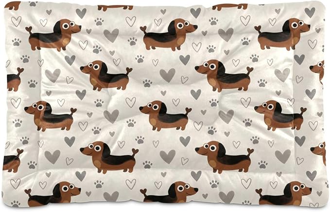 Dog Bed for Crate Washable Pet Sleep Pad, Dachshund Kennel Mat with Non-Slip Bottom, Soft Fluffy Supplies Pet for Dogs and Cats (36x24 inch)