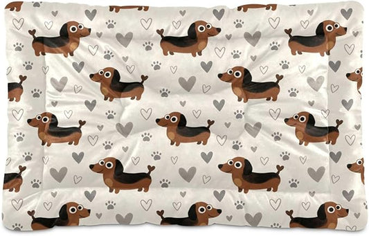 Dog Bed for Crate Washable Pet Sleep Pad, Dachshund Kennel Mat with Non-Slip Bottom, Soft Fluffy Supplies Pet for Dogs and Cats (24x18 inch)