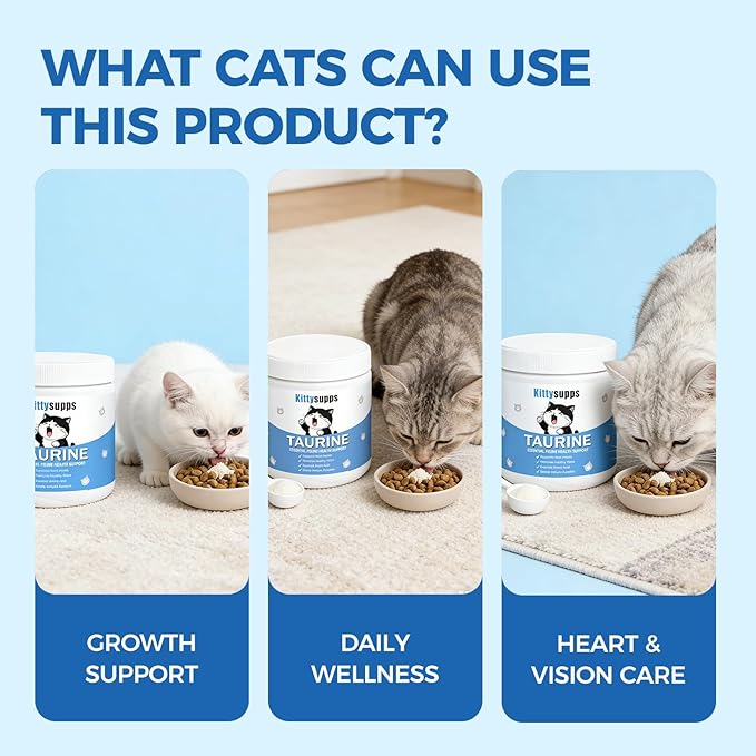 Kittysupps Taurine Powder for Cats, Kitty Supps Taurine Supplement, Grade Amino Acid Supplement for Heart, Vision & Daily Wellness, 200 Grams (1pcs)