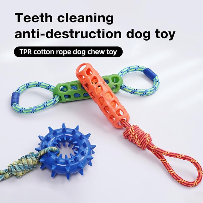 Colorful Dog Rope Chew Toy, Interactive Tug Toy for Pet Dental Health, Durable Puppy Teething Toy, Fun Indoor Outdoor Pet Play Supply for All Dogs (Double Ring Orange)