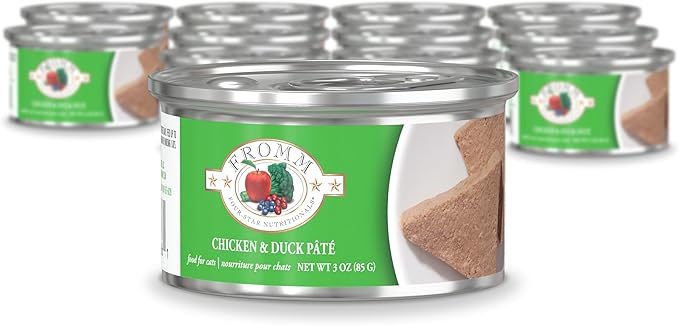 Fromm Four-Star Nutritionals Chicken & Duck Pate Cat Food - Premium Wet Cat Food - Chicken Recipe - Case of (12) 3 oz Cans