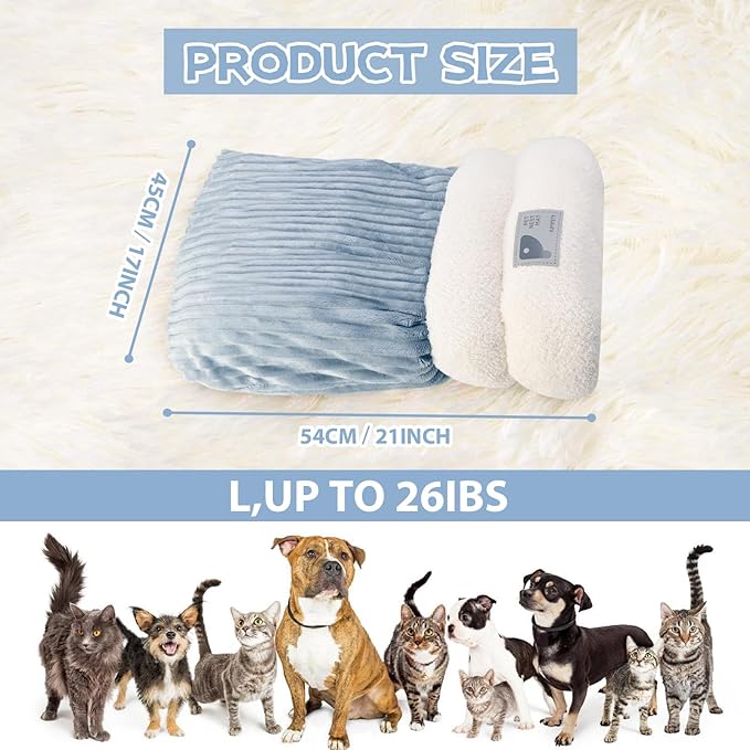 Cat Sleeping Bag Bed, Winter Soft Plush Sack Self Warming Cave Bed for Indoor Cats, 360°Wrap Comfortable Pet Snuggle Sack, Soft Plush Large - Size L (Grey)