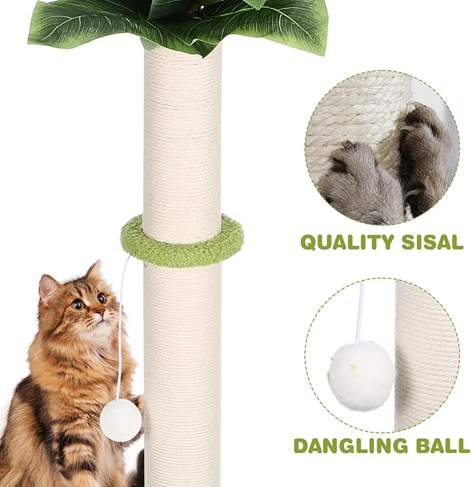 POPETPOP Decorative Cat Scratching Post with Sisal Cover Small Indoor Cat Claw Grinding Post Floor Scratcher for Kittens