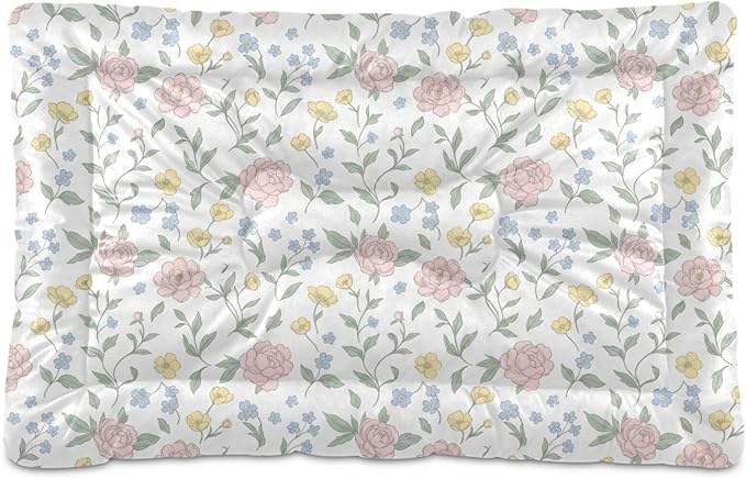 Dog Bed for Crate Washable Pet Sleep Pad, Floral Print Kennel Mat with Non-Slip Bottom, Soft Fluffy Supplies Pet for Dogs and Cats (36x24 inch)