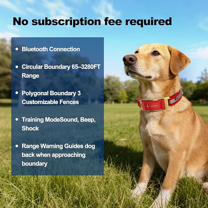 GPS Wireless Dog Fence System, Electronic Pet Containment with Free App - No Subscription Required, Multifunctional Collar, Removable IPX7 Waterproof Collar, Auto Sleep/Wake for Outdoor Use