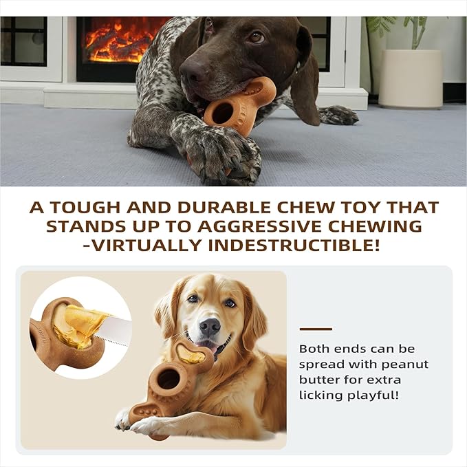 SHINKAI Refillable Frozen Dog Toy to Keep Them Busy - Tough Chew Toys for Aggressive Chewers, Ice Cream Holder Freezebone with Mold Cups, Reduces Anxiety & Destructive Behavior