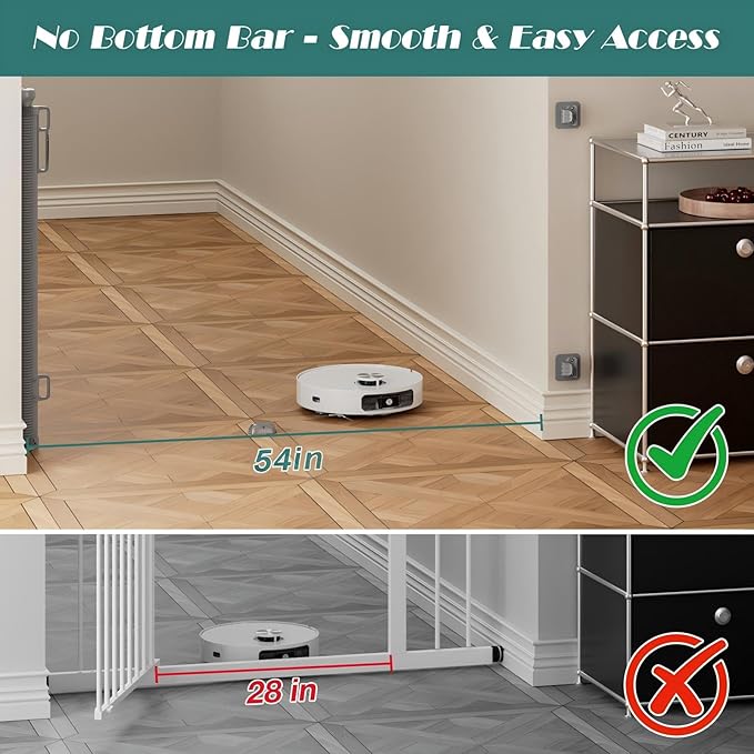 Retractable Baby Gates No Drilling | 54" Wide x 34" Tall Dog Gates for Stairs | Indoor/Outdoor Use | Child Gates for Doorways, Deck, Porch, Hallways, Patio - Gray